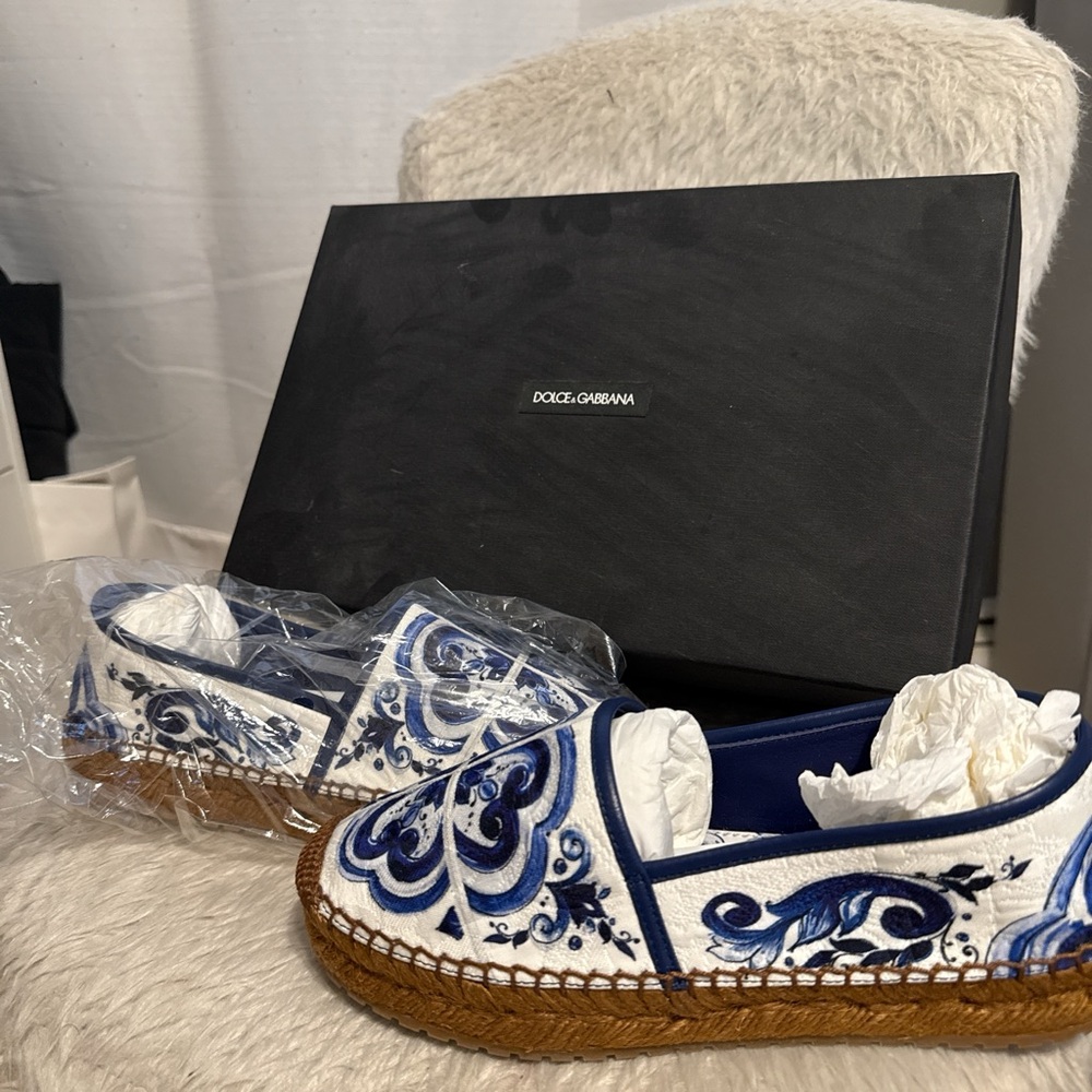 Dolce & Gabbana Blue and White Espadrilles